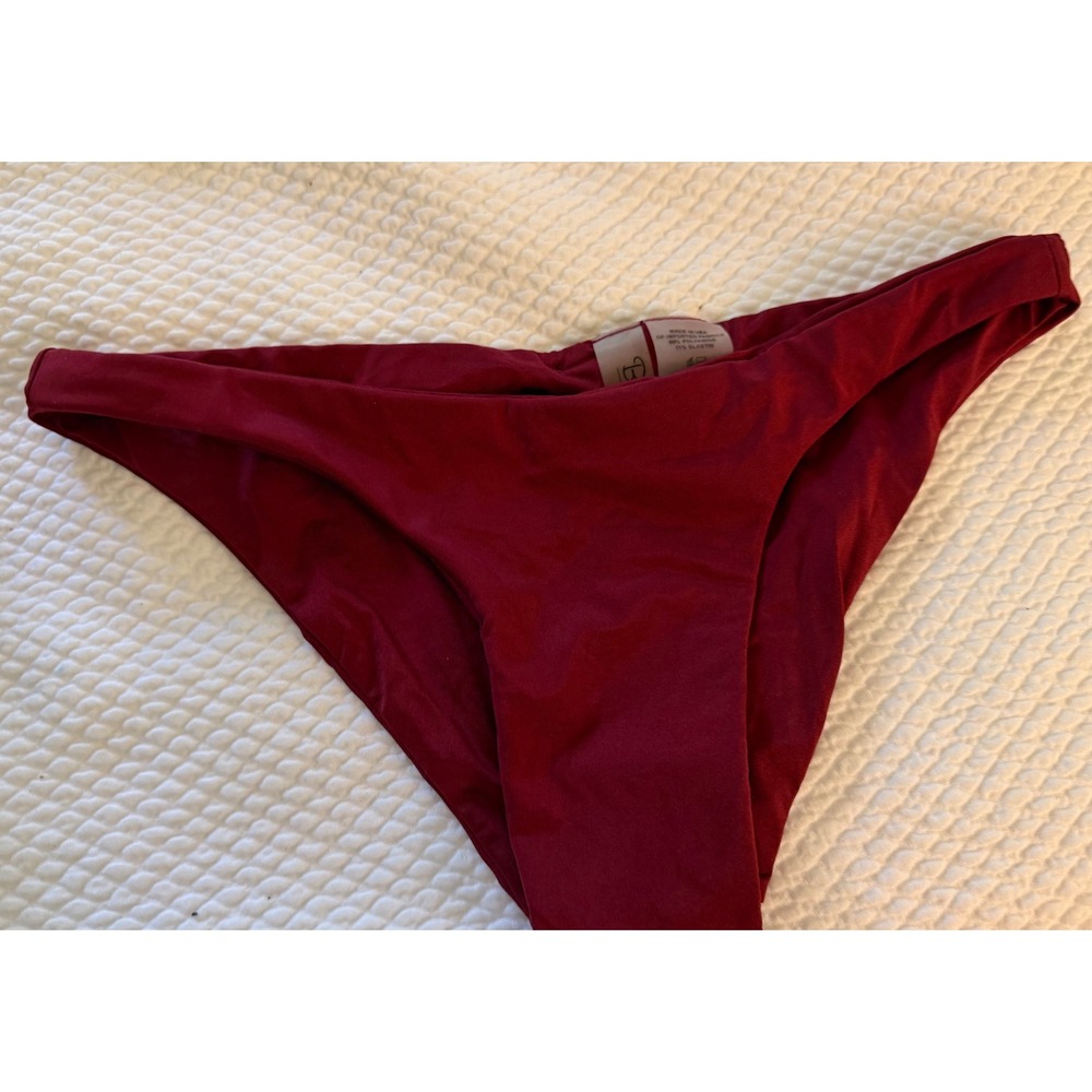 Beach Bunny Burgundy‎ Wine Low Rise Bikini Bottom Womens Size XS Swimwear